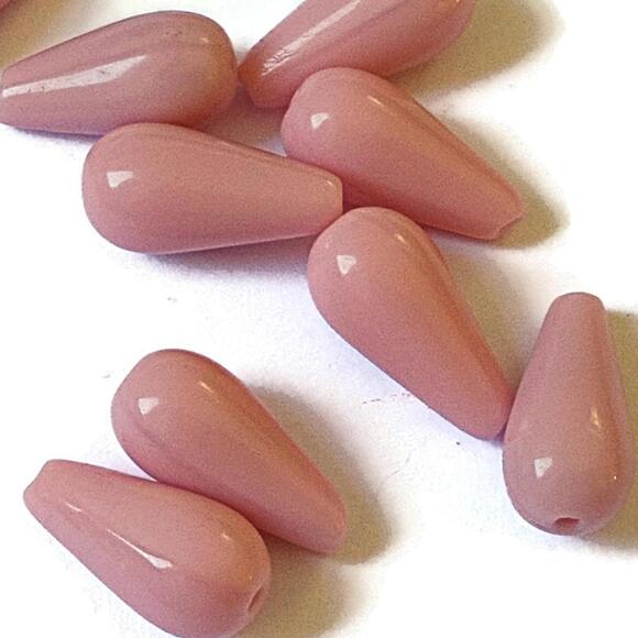 Vintage Chech Soft Pink Teardrop Beads -12 pcs - Picture 4 of 4